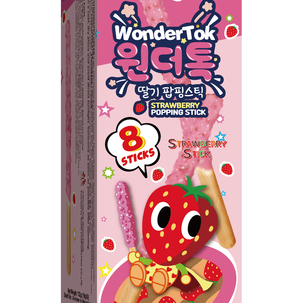 WonderTok Strawberry popping stick 8pcs (19gX8pcs) <br> 원더톡 딸기팝핑스틱  8pcs (19gX8pcs) 