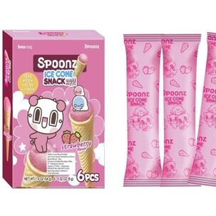 KMF Halal_Spoonz Ice cone snack Strawberry flavor 54g(9gX6pcs) <br> 스푼즈 아이스콘 스낵 딸기맛 54g(9gX6pcs)
