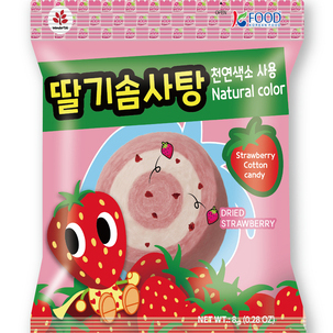 Strawberry cotton candy (with natural color) 8g <br> 딸기솜사탕 (천연색소) 8g 